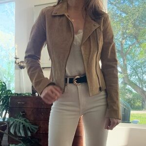 BB Dakota Tan Genuine Suede Moto Jacket